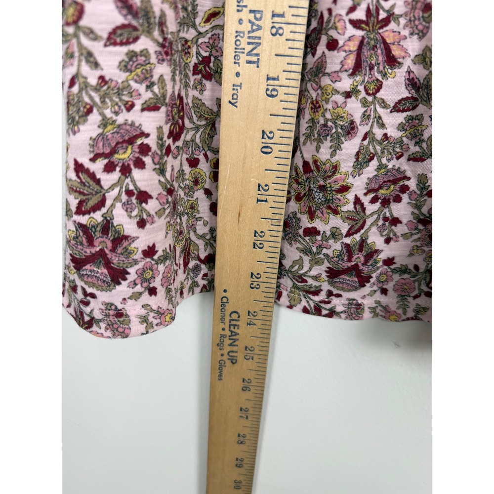 Lucky Brand Pink Floral paisley peasant Button Front Short Sleeve Boho Top Small - Picture 7 of 8